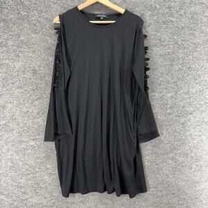 Simply Be Mini Dress Women 14 Black Short Cold Shoulder Long Sleeve Stretch